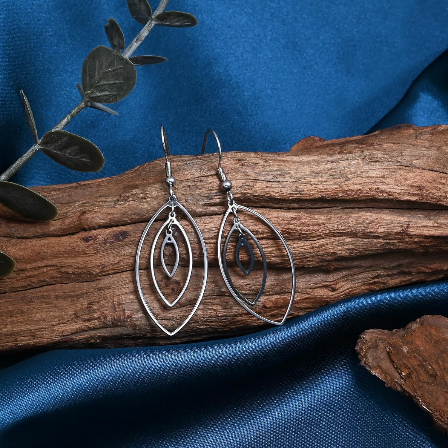 Three Layer Hollow Leaf Earrings Sterling Silver Earrings Elegant Fashionable Dangle Earrings for Women - Image 5