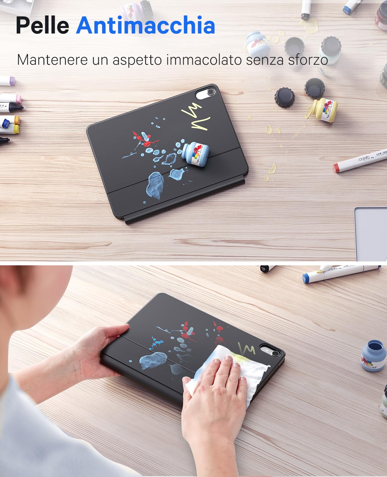 Earto Magic-Style Tastiera per iPad 11 Generazione A16 2025/10 Generazione 2022, Pelle Antimacchia, Retroilluminazione a 7 Colori, Design Magnetico Fluttuante per iPad 10/11 Gen, Nero