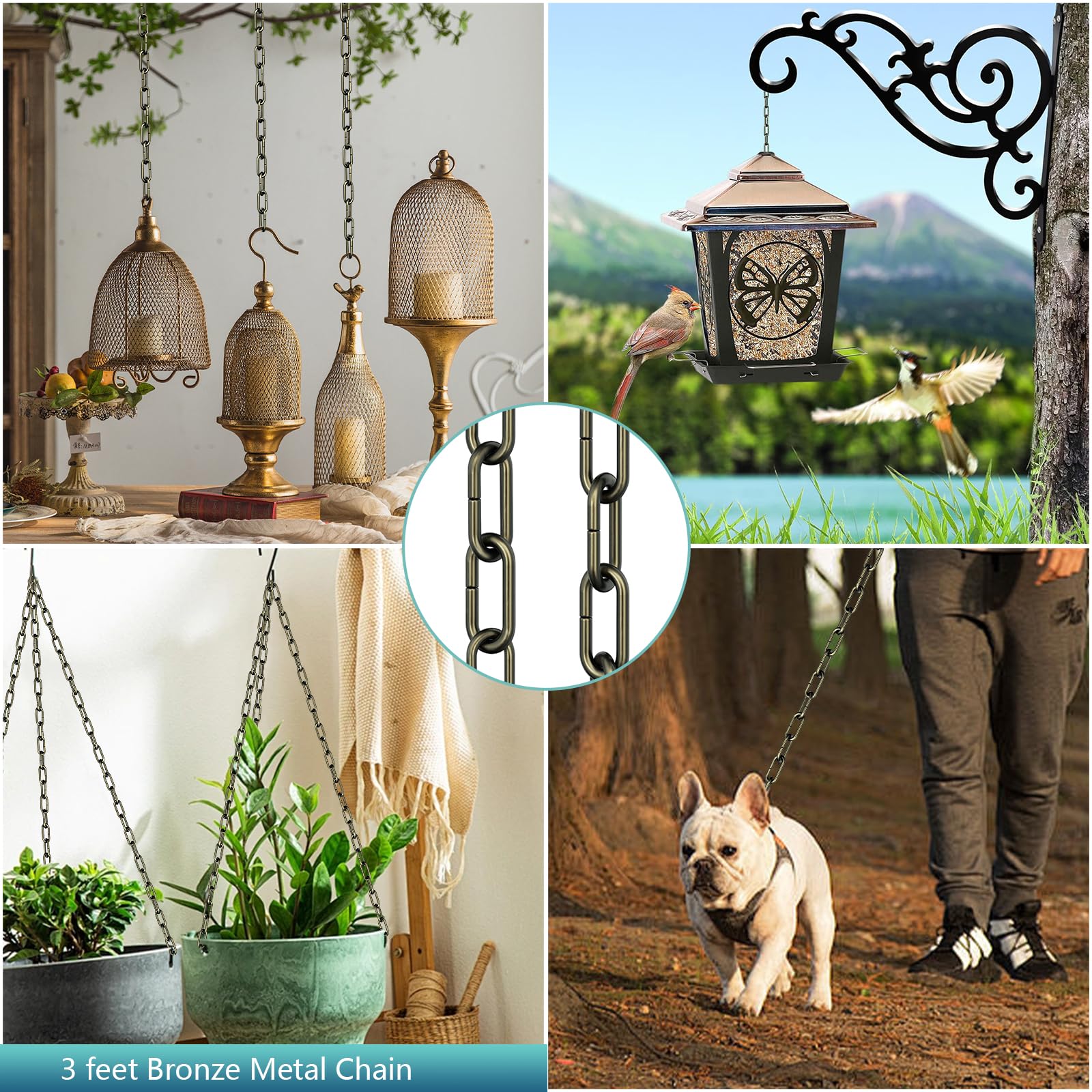 garini 3 Feet Industrial Bronze Light Fixture Chain, Metal Pendant Chandelier Chain — Amazon image 5