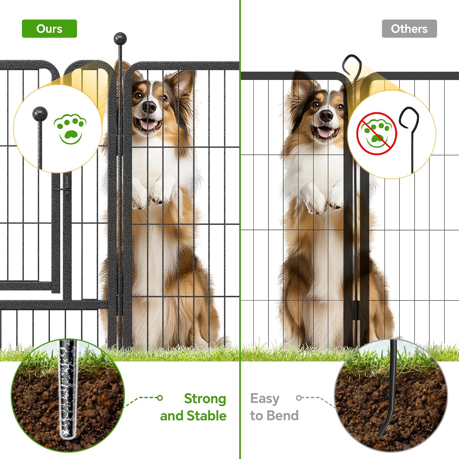 Mr Ironstone 40" Height Dog Playpen with Anti-Rust Coating – 16 Panels Portable & Foldable Indoor/Outdoor Pet Fence for Large, Medium, or Small Dogs – Durable Exercise Pen