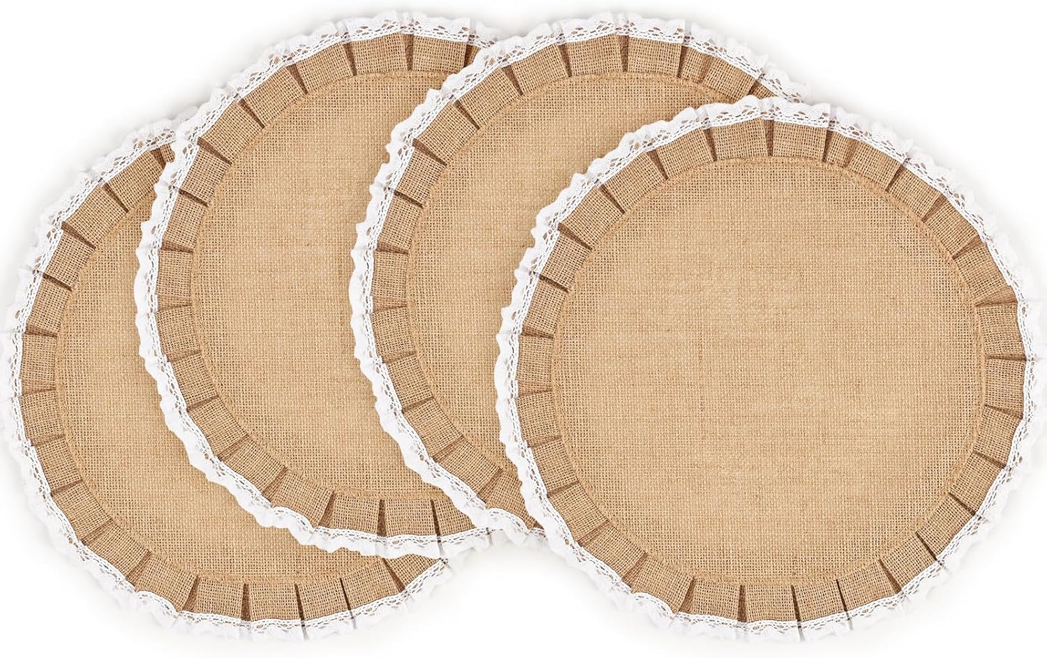 Junxia Burlap Round Placemats Set of 4 Place Mats for