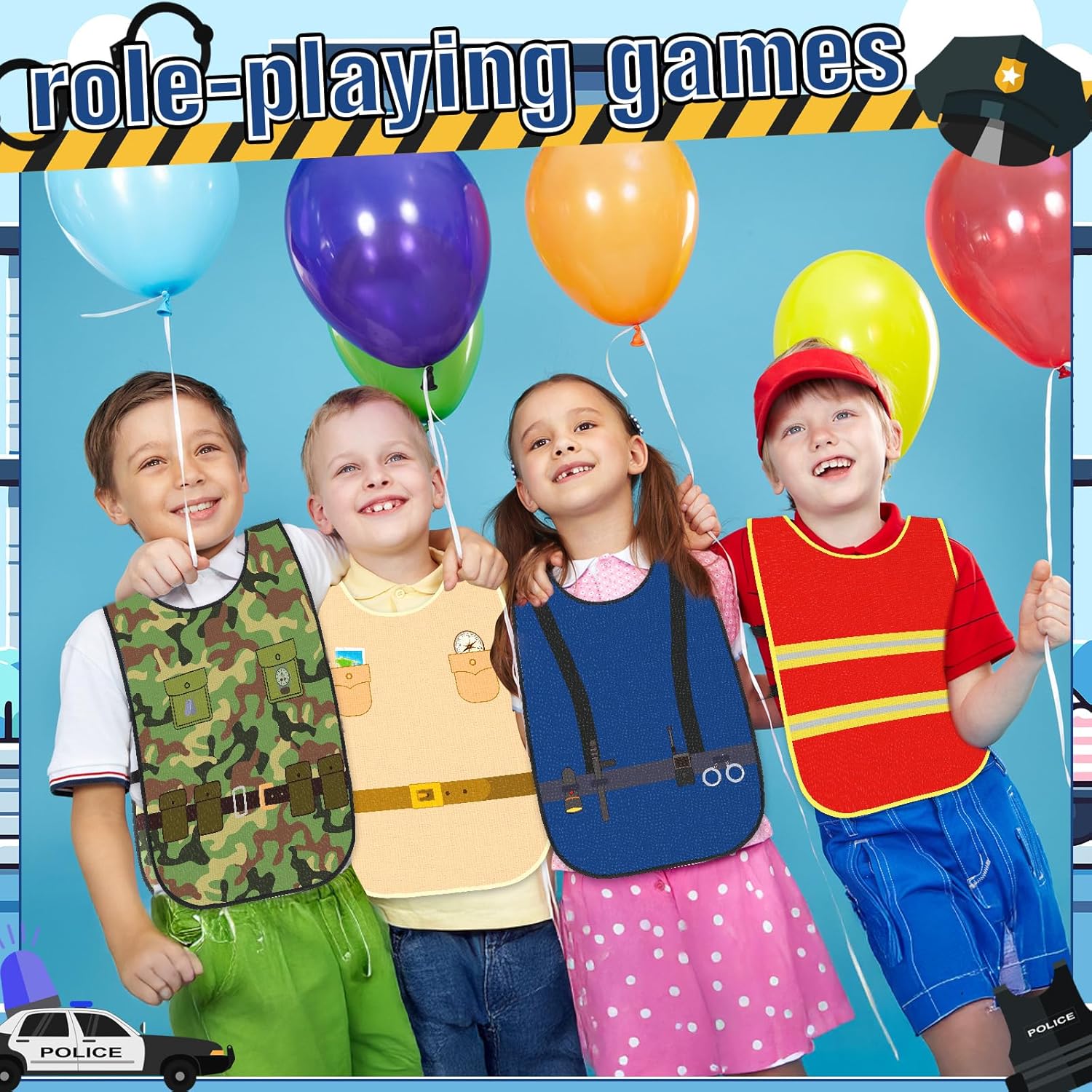 Panitay 12 Pcs Kids Role Play Vest Costumes Toddler Dress up Vest Costume for Halloween Boys Girls Birthday Party Supplies