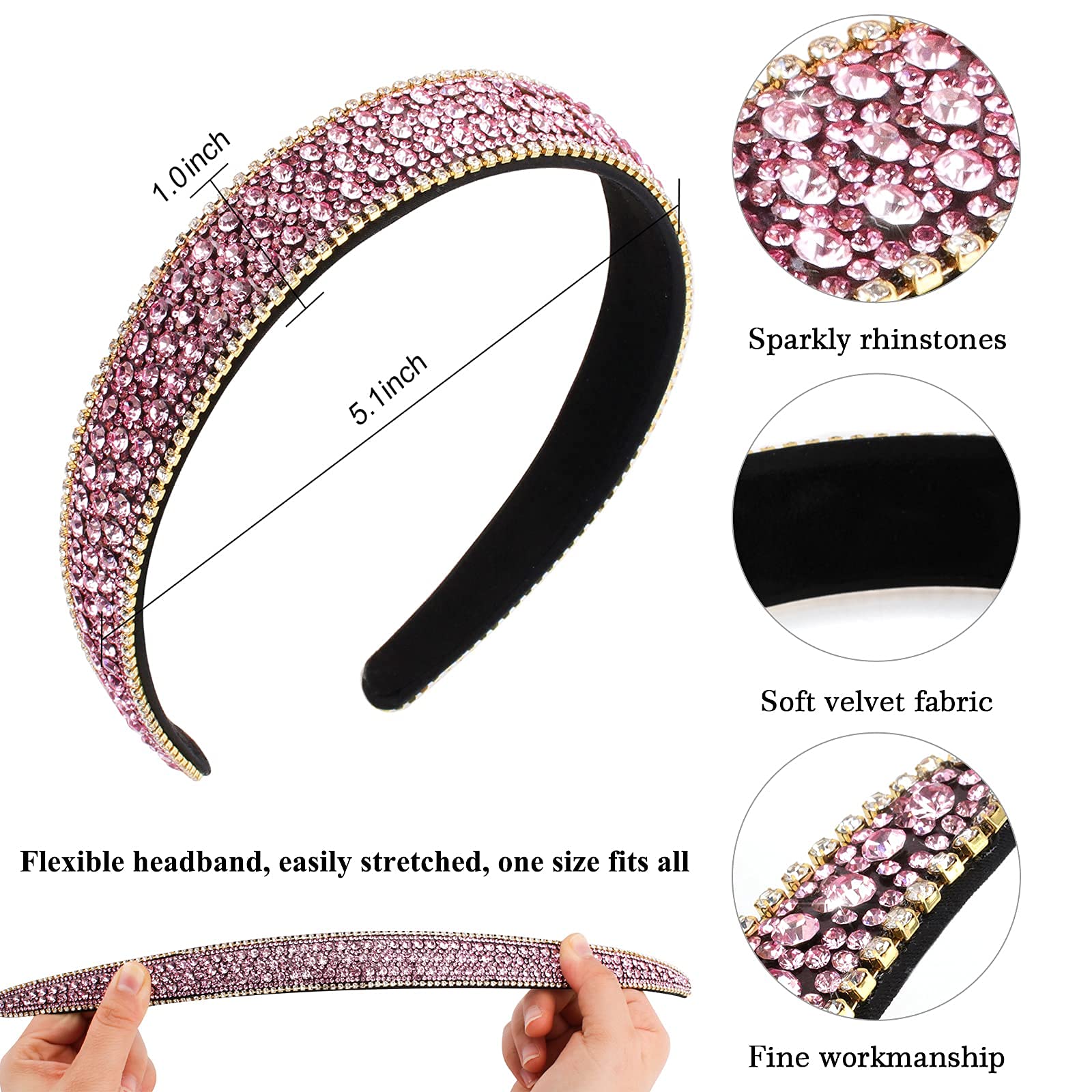 4 Pack Rhinestone Headbands Women Girls Sparkly Flower Hair Accessories Wecoe 4 Pack Rhinestone Headbands Women Girls Jamaica | Ubuy main image 3