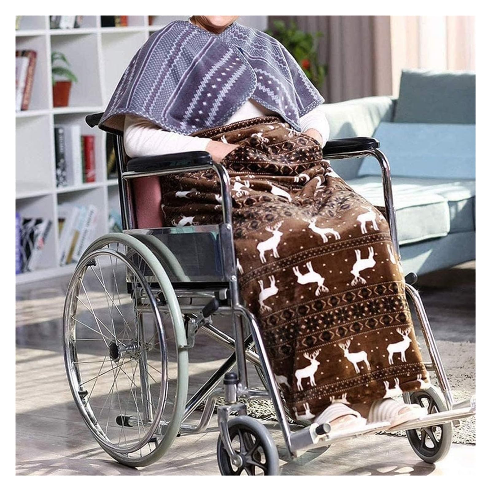 Cubierta para silla de ruedas， Invierno, acogedor for silla de ruedas, saco for silla de ruedas, forro grueso de cachemira, con bolsillos antideslizantes for invierno, pierna, espalda cálida
