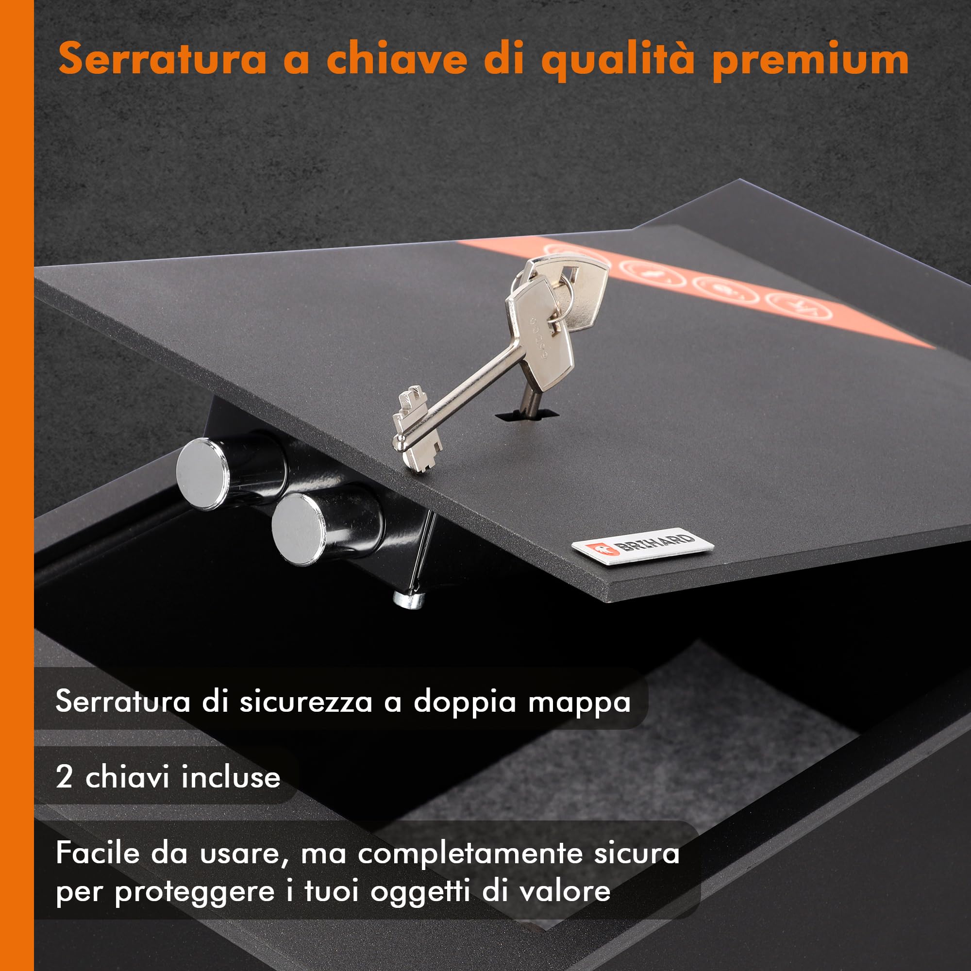 Cassaforte Con Serratura a Chiave - a Pavimento 39x21x13cm - Per Casa - 6.7L Cassetta Di Sicurezza