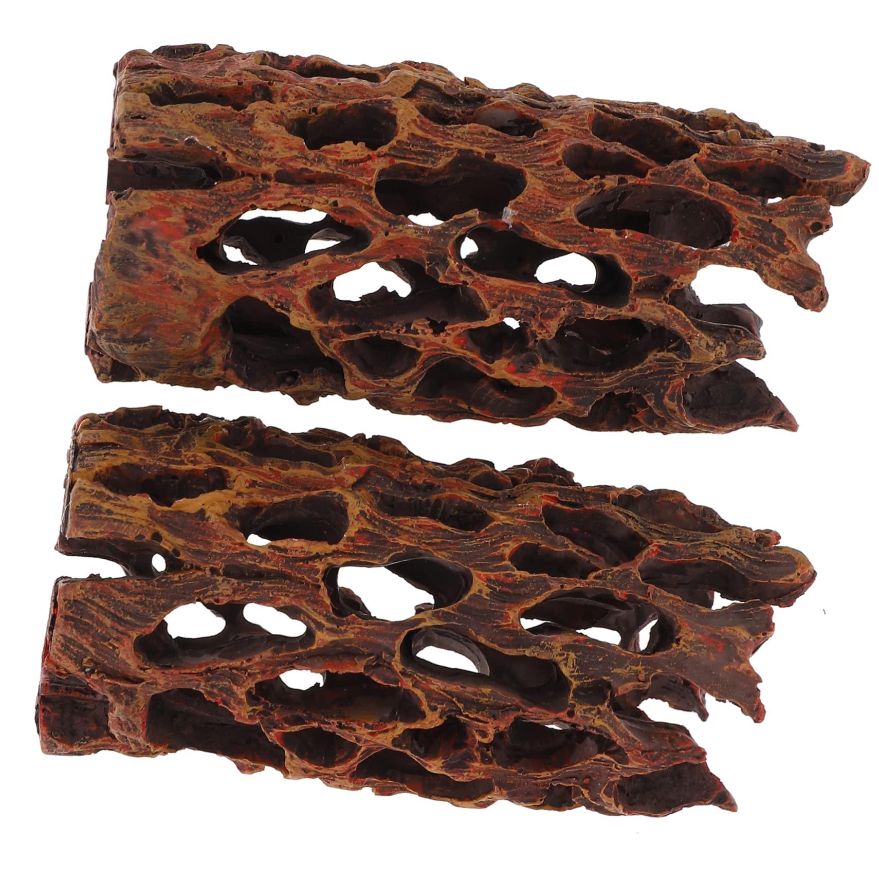 BCOATH Pack of 2 Reptile Wood for Landscaping Small Accessories Resin Hideout Aquarium Decorative Fake Ornament Hole Hollow Trunk Decoration Craft