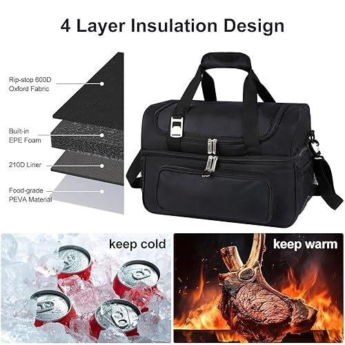 Miniatura 3 de musbus Bolsas enfriadoras Mantiene el hielo 48 latas aisladas con correas ajustables para el hombro, ideal para pícnics, barbacoas, camping, portón