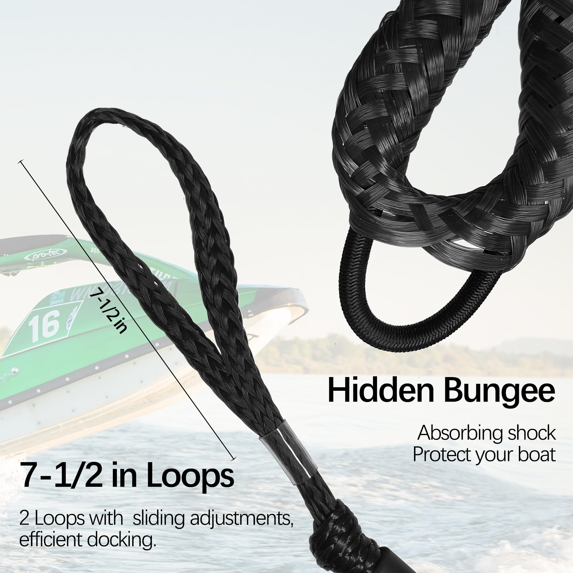 Snapklik.com : 7FT Bungee Dock Line - Mooring Rope For Pontoon, Seadoo ...
