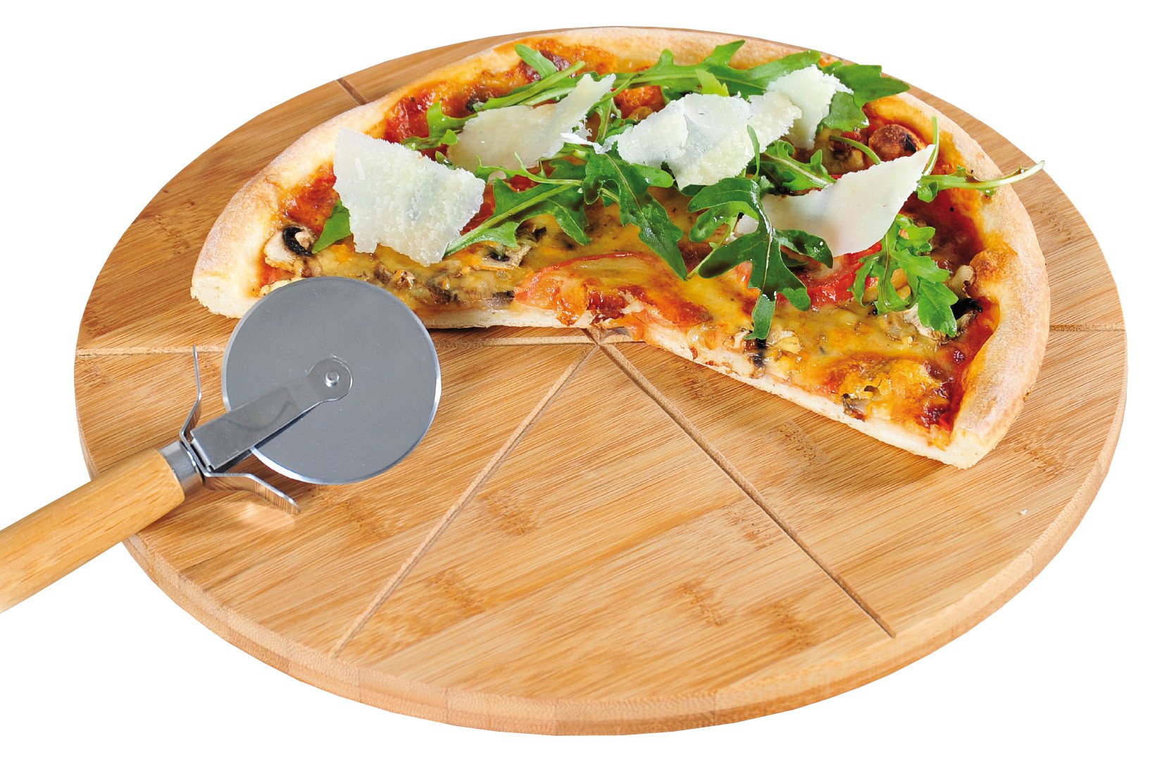 Kesper Piatto per pizza con tagliapizza in bambù, dimensioni: ø 32 cm, spessore: 1 cm, 58465