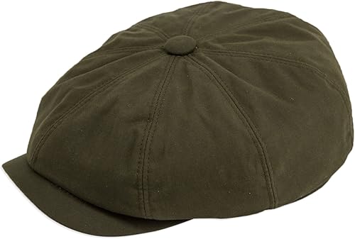 Gamble & Gunn 'Huntsman' - Gorra de algodón encerado marrón con 8 paneles