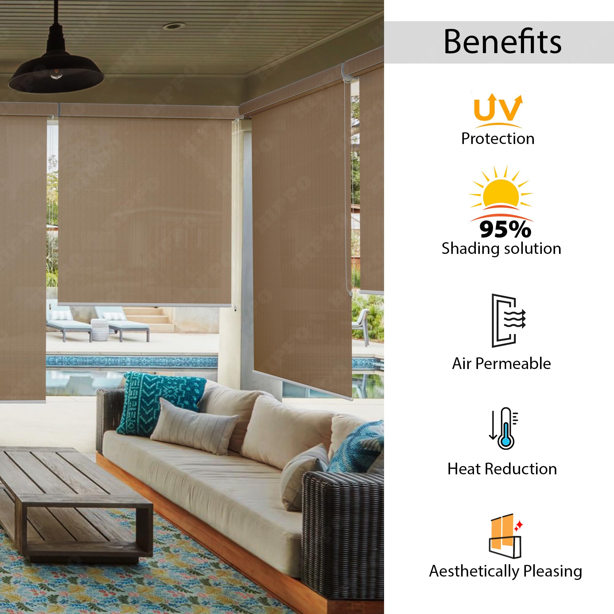 Outdoor Roller Blind - 95% UV Protection -2