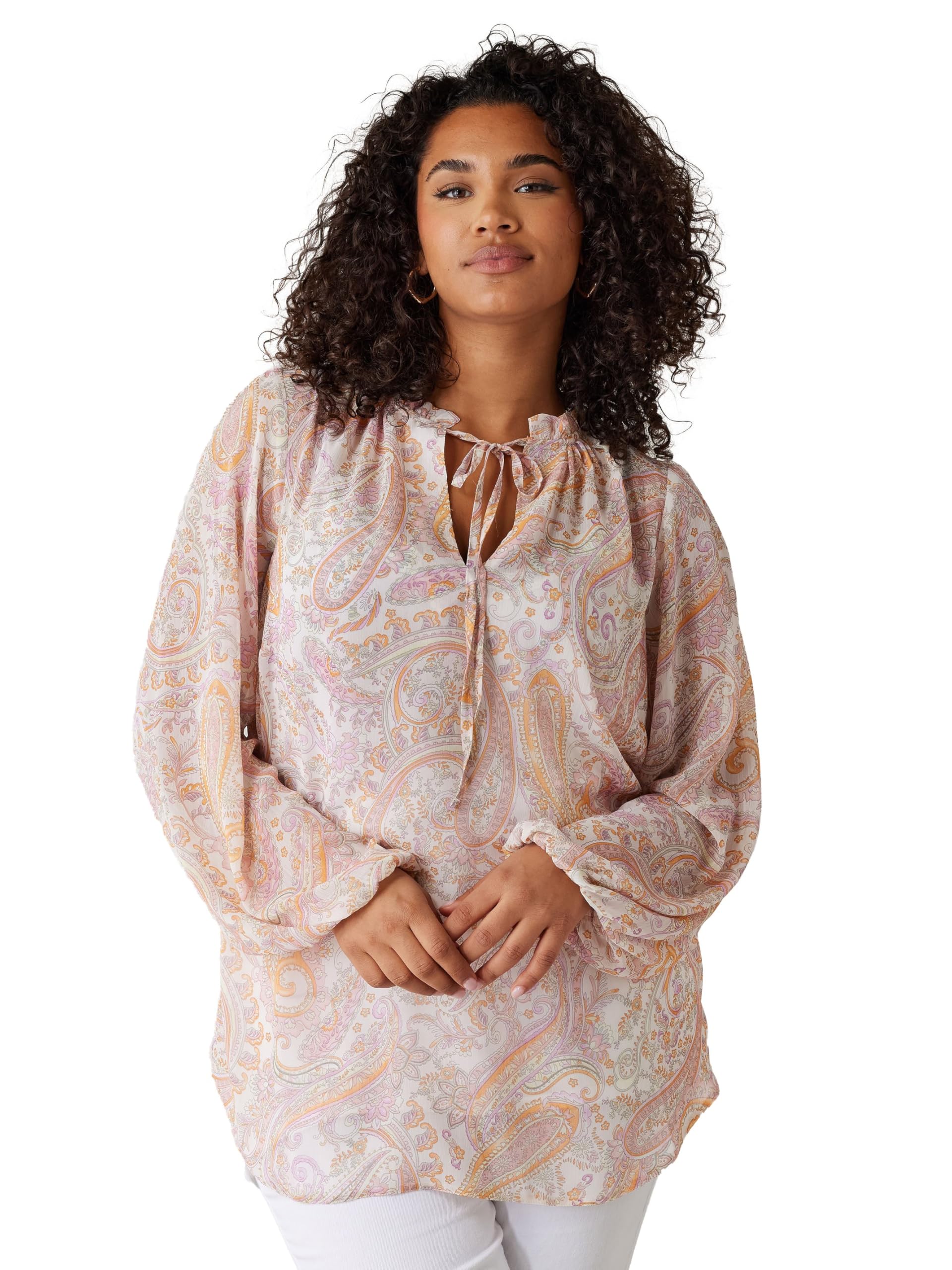 Evans - Women's Blouse - Paisley Print - Pink