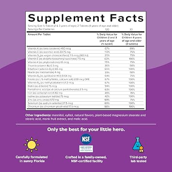 Renzo's Picky Eater Kids Multivitamin with Iron - Dissolvable Kids Vitamins with Iron, Zinc, Vitamin C, Vitamin D, E & K, Sugar-Free Melty Tabs, Green Apple Flavor, 60-Count (1-2 Month Supply)