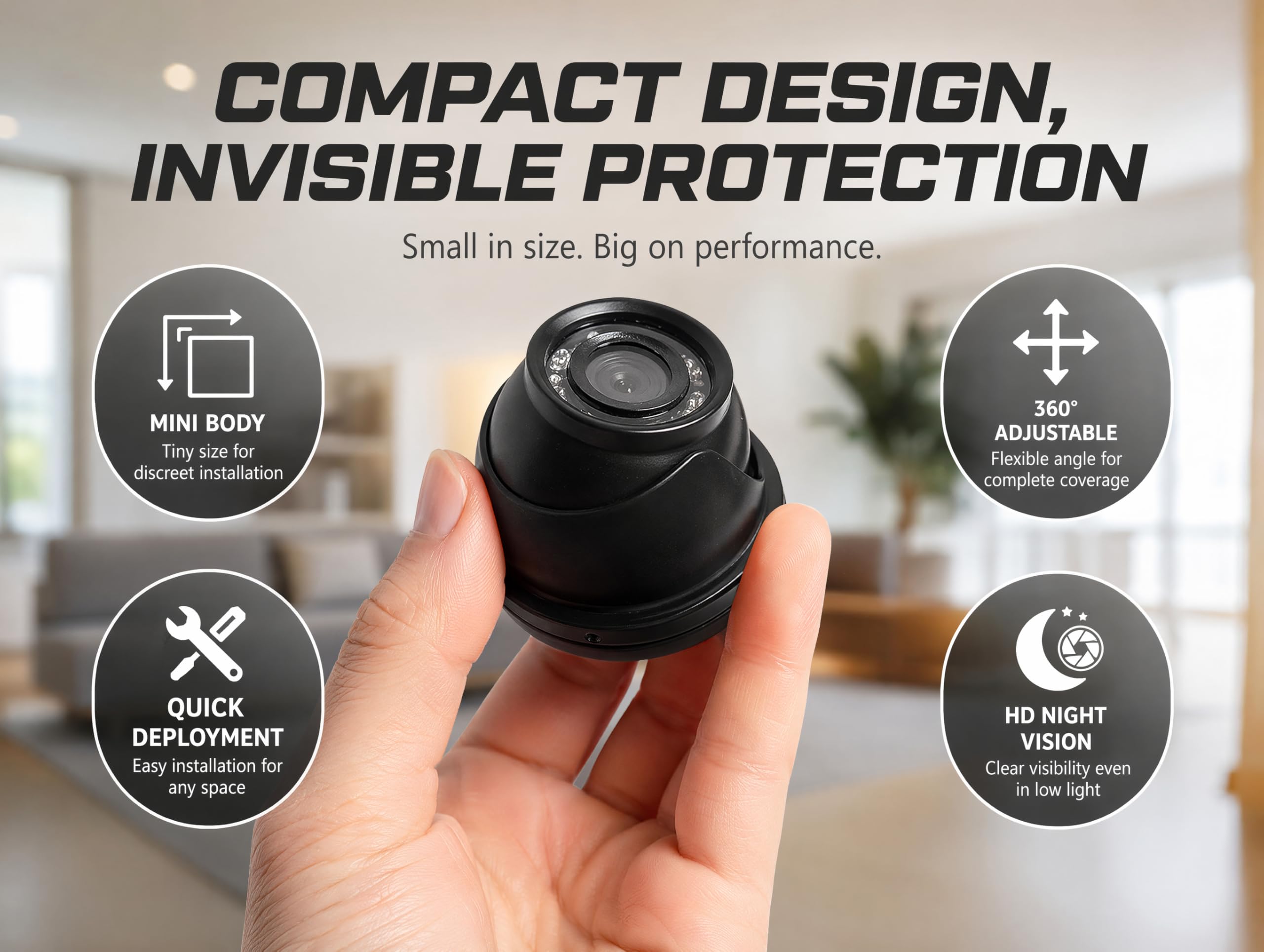 AHD TVI CVI Analogico Mini Telecamera Dome 1080P Telecamera di Sicurezza Impermeabile IR Dome 2MP 4 in 1 Hybrid 2.8mm Visione Notturna Infrarossi CCTV Videosorveglianza HD Over Coax Nero