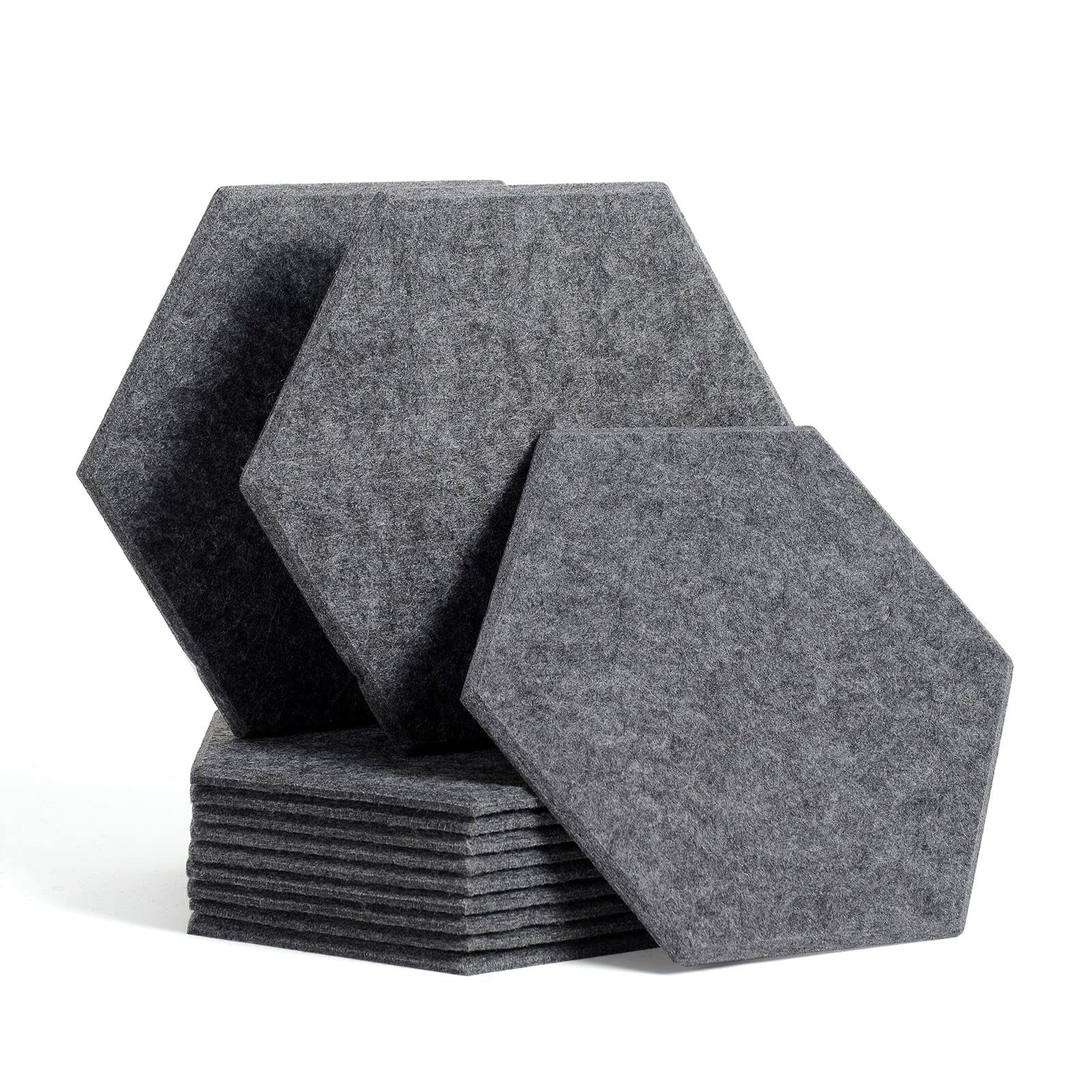 12 Pezzi Pannelli Fonoassorbenti 30 x 26 x 1 cm Pannello Acustico Isolamento Sonoro Ottimi per Ufficio, Studio, Trattamento Acustico Decorazione da parete (Grigio Scuro)