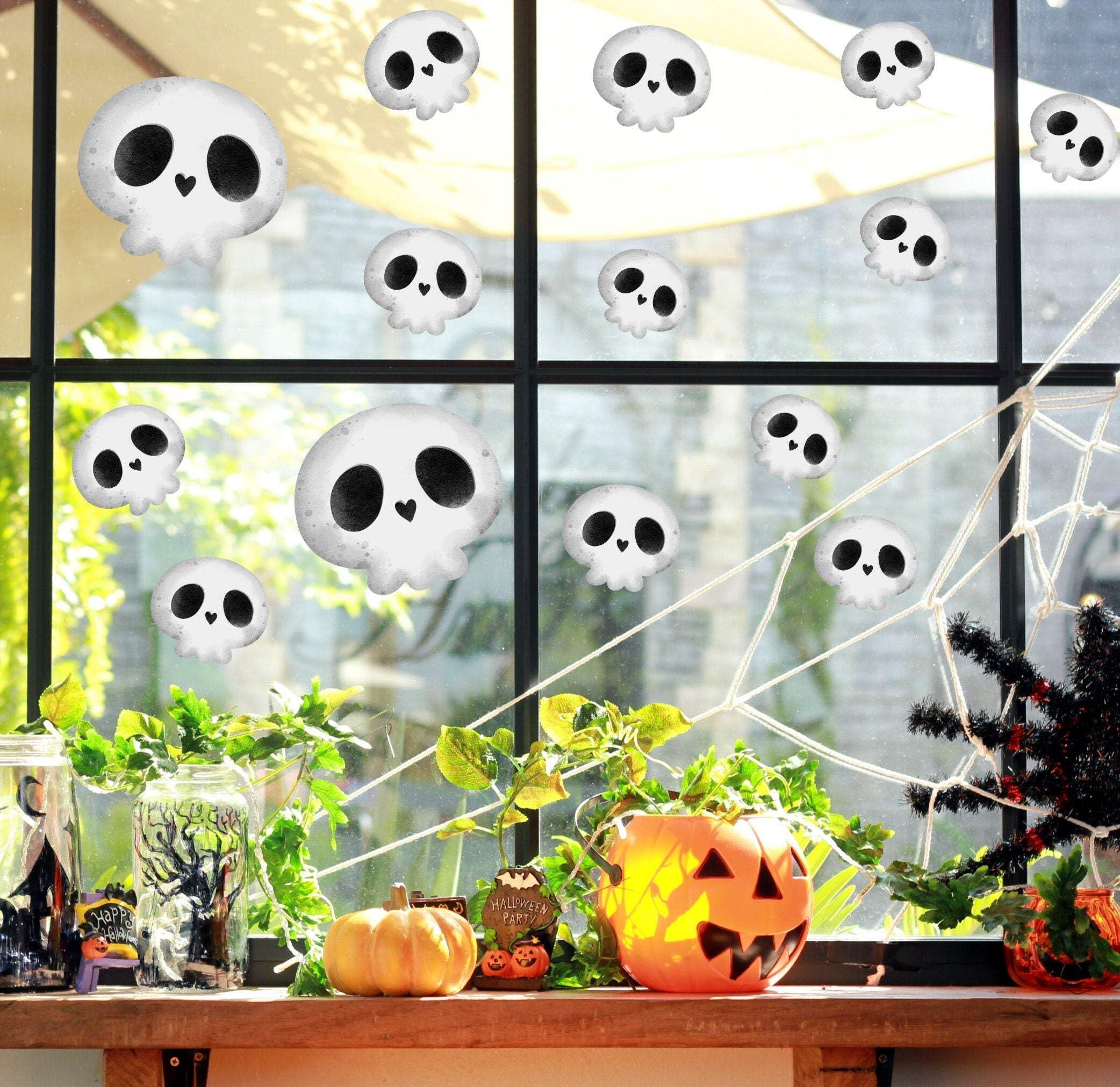 Quotemywall Light Halloween Skulls Decoration Window Stickers, Halloween Decals, Skull Stickers, Happy Halloween
