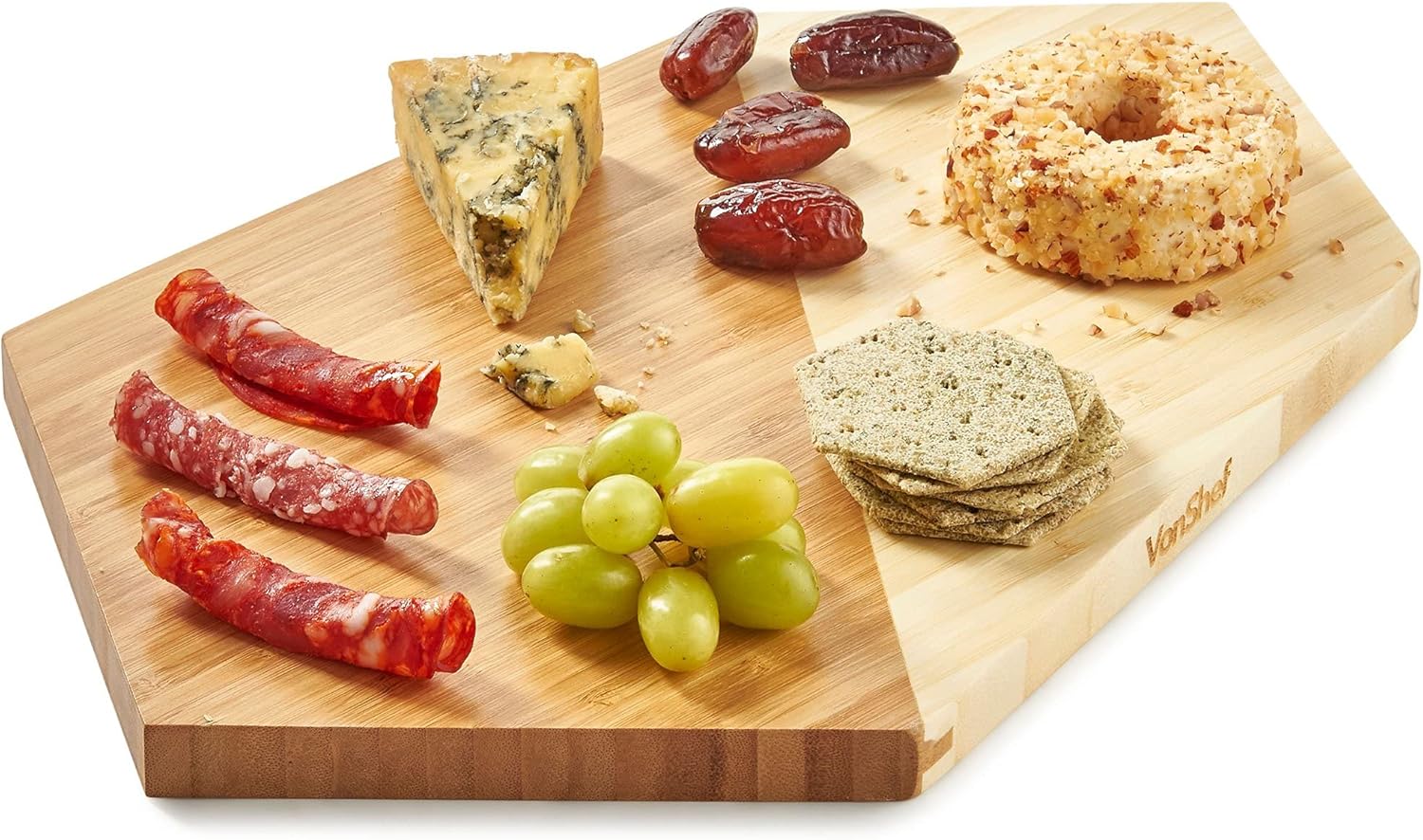 VonShef Cheese Board 100 Bamboo Serving Board with Non Symmetrical