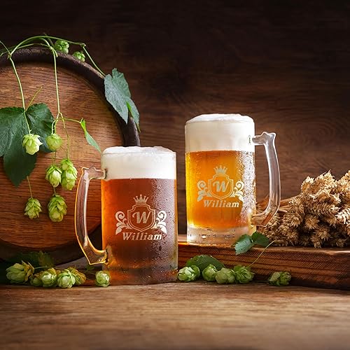 Miniatura 2 de Gifts Inscribed Taza de Cerveza Personalizada de 16 oz con Fuente Personalizada Grabada en Vidrio con Tu Texto  Regalo Único para Papá, Esposo,