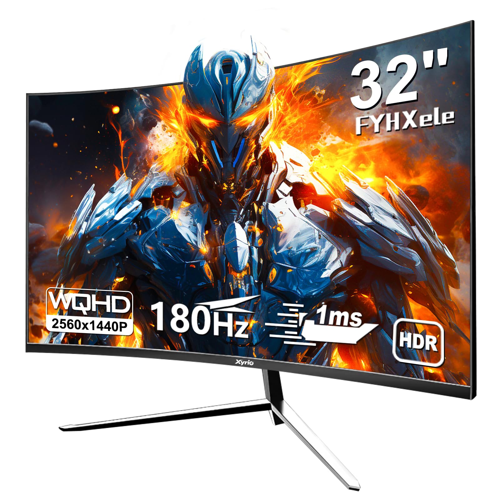 Gaming Monitor Curved Computer Monitor 32 Curved Gaming Monitor QHD 2560x1440 180Hz Curved Monitor w Multi-Window R2800 HDR