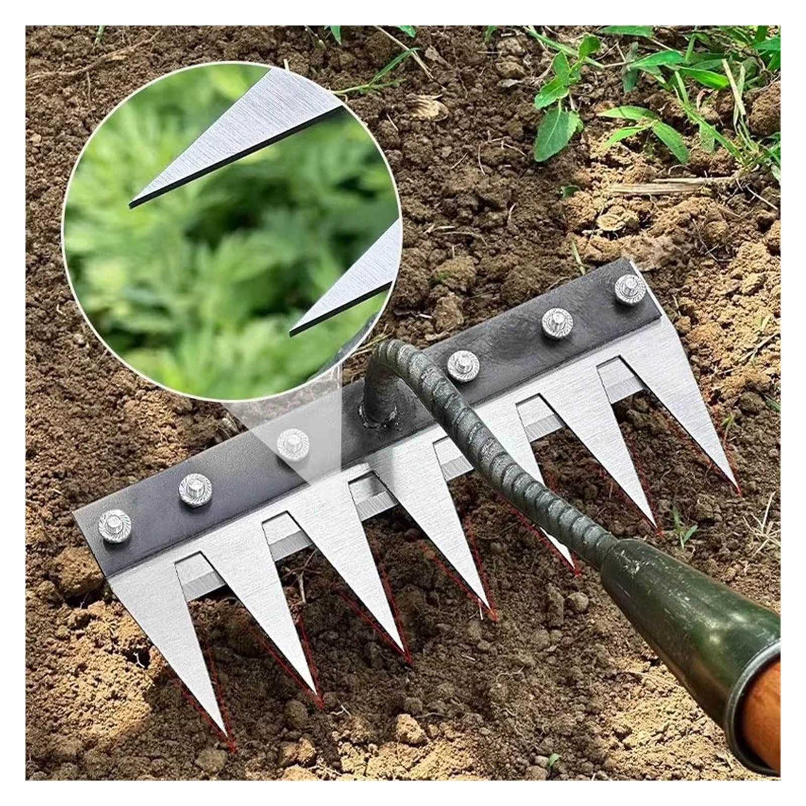 5/6/7/8 zähne Eisen Gartenarbeit Hacke Jäten Rake Bauernhof Werkzeug Greifen Harken Lösen Boden Nagel Rake Werkzeug artefakt Egge Bauernhof Werkzeug(6 Teeth)