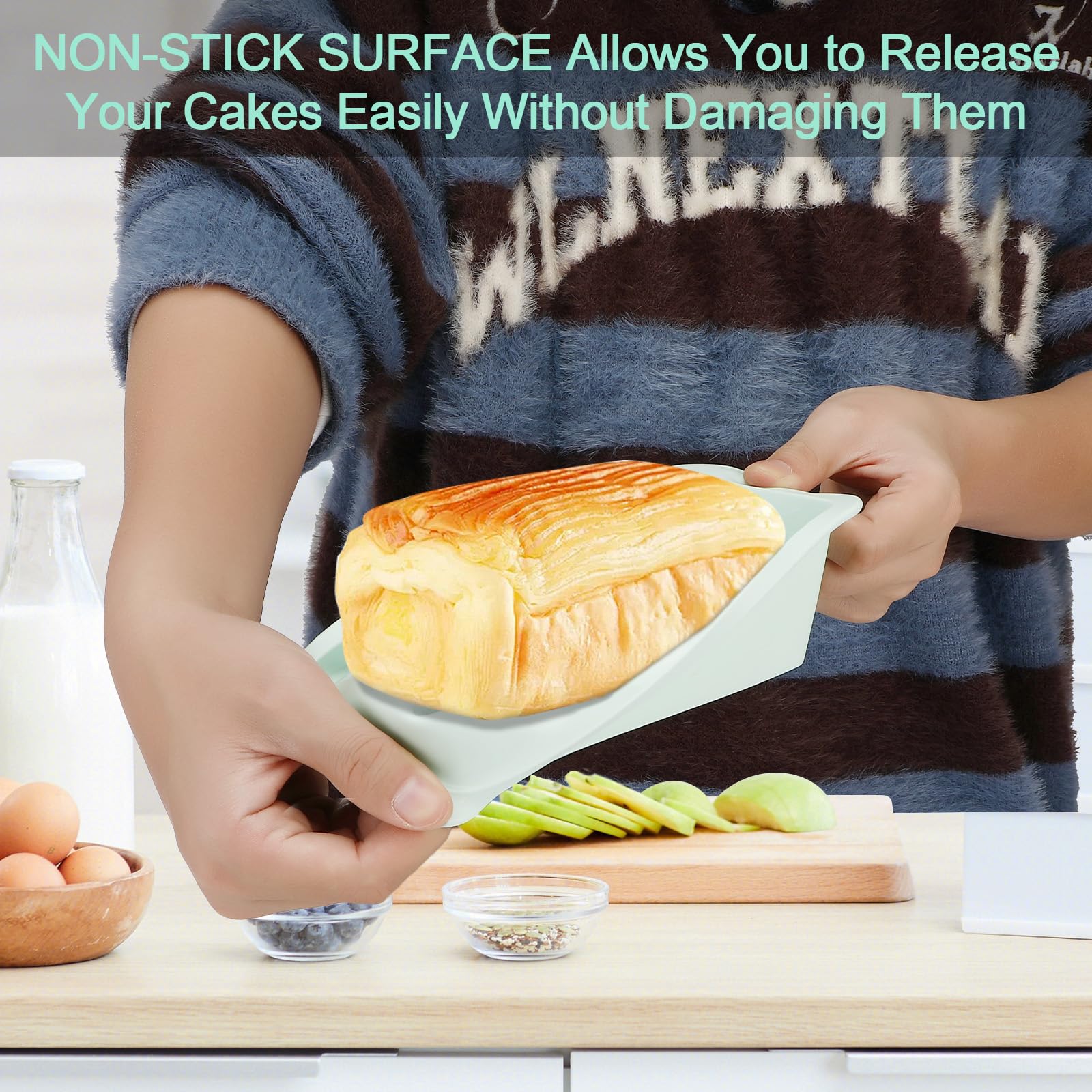 Surflyee 4 Pièces Moule à Cake Silicone Mini Moule à Pain En