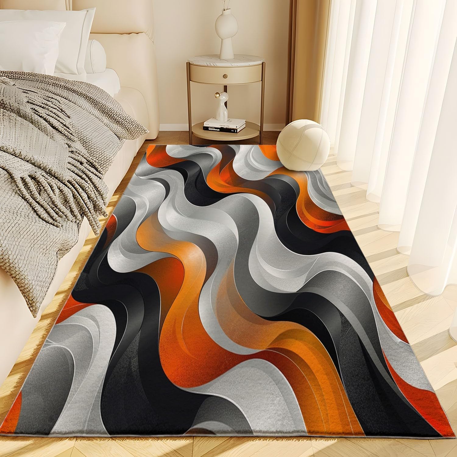 Geometric Abstract Striped Colorful Rugs for Living Room Fluffy Rug Soft Flannel, Rug Floor Carpet with Durable Anti Slip Backing, Carpet Runners Ideal for Bedroom and Nursery 2 x 3 ft