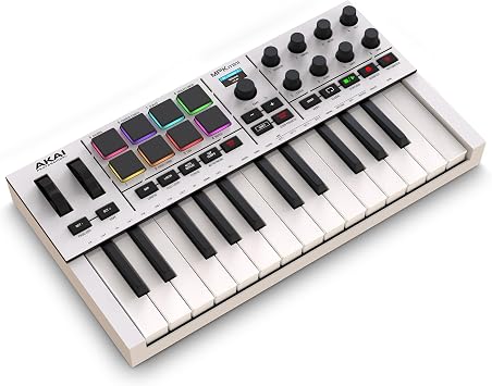 Akai Professional MPK Mini IV USB-C MIDI Keyboard Controller for Beginners and Music Producers - MPC Drum Pad with 360  Knob, Pitch & Modulation Wheel, Music Production Software with Lessons and Over