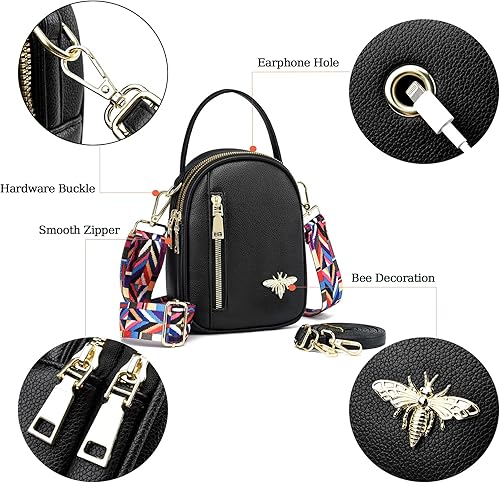 Miniatura 6 de Bolso cruzado pequeño para mujer con 2 correas de bolsa, bolsos de abeja de diseño, bolso de mano de moda para teléfono celular, bolso de hombro