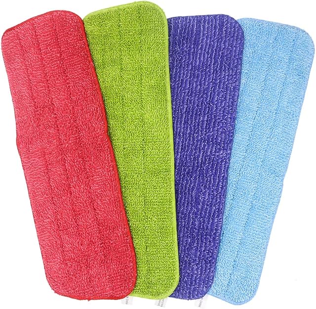 4 Pack Spray Mop Heads Replacement Mop Pads Reveal Mop Cleaning Pad ,Fit for All Spray Mops & Reveal Mops Washable 16.5*5.11 Inches. (Colors)