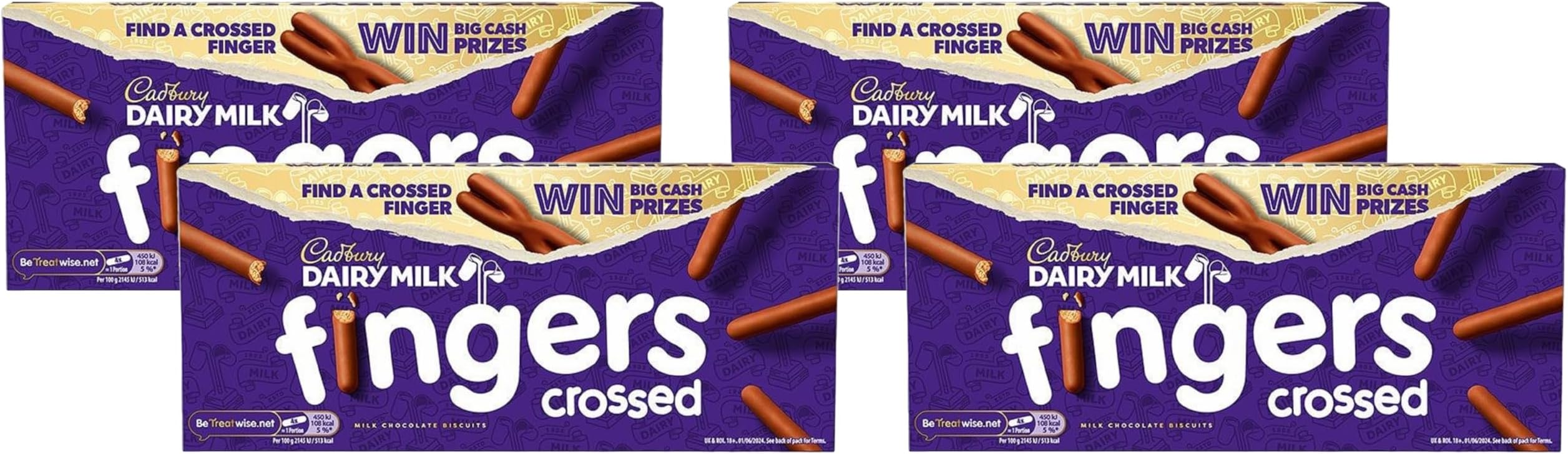 Fingers Milk Chocolate Biscuits, 114 g (Pack of 4)