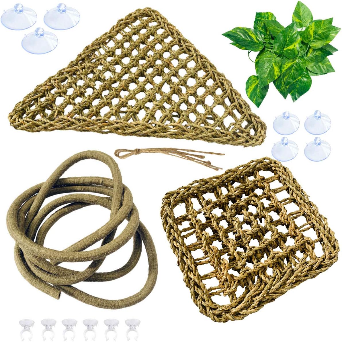 ZYYRT Bearded Dragon Tank Accessories Reptile Hammock Jungle Climber Vines Flexible Leaves Habitat Reptile Decor for Climbing,…