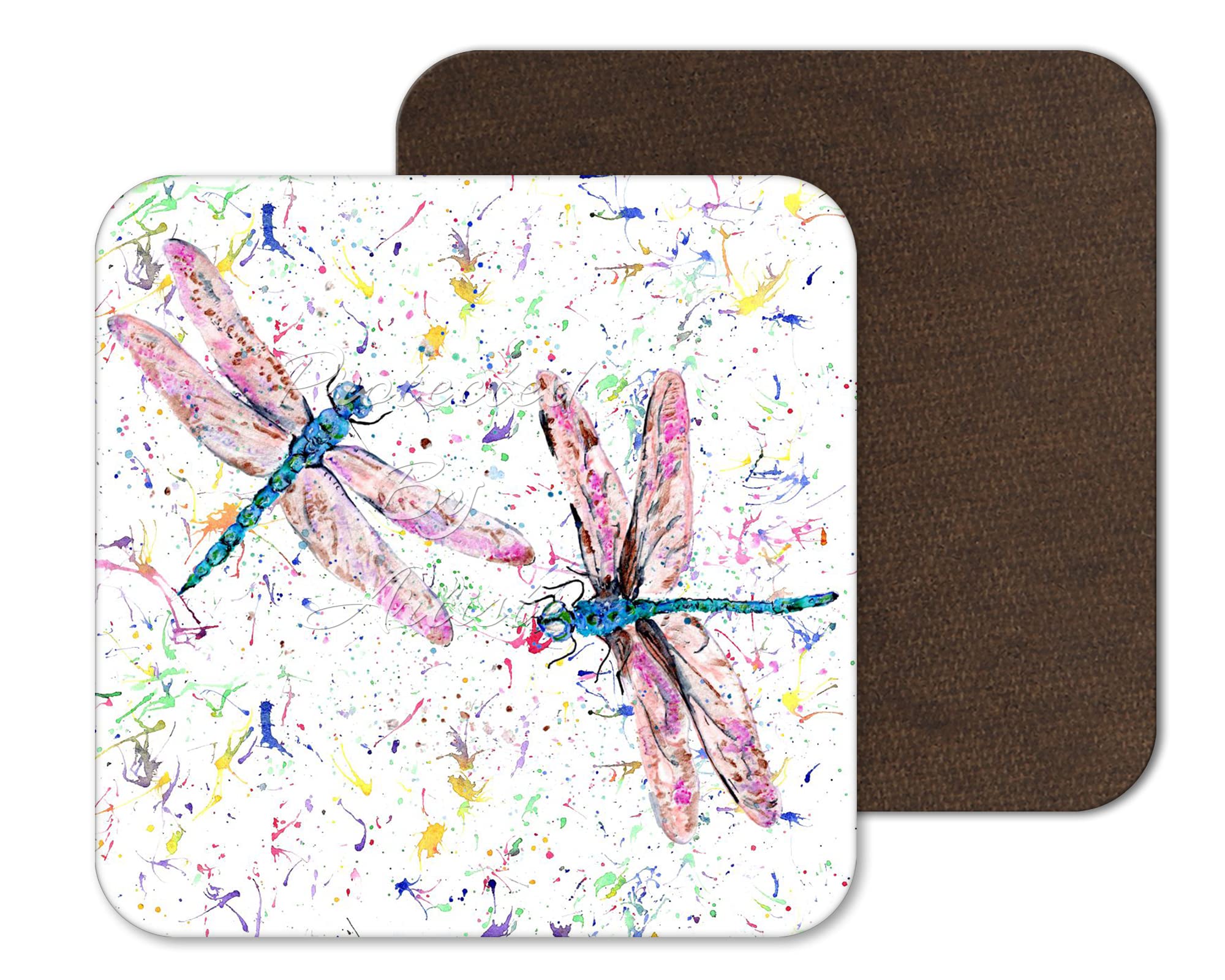 Vixar Coaster Dragonfly Dragonflies Animals Coasters Watercolour Art Gift Work Office Dining Tea Coffee (1)