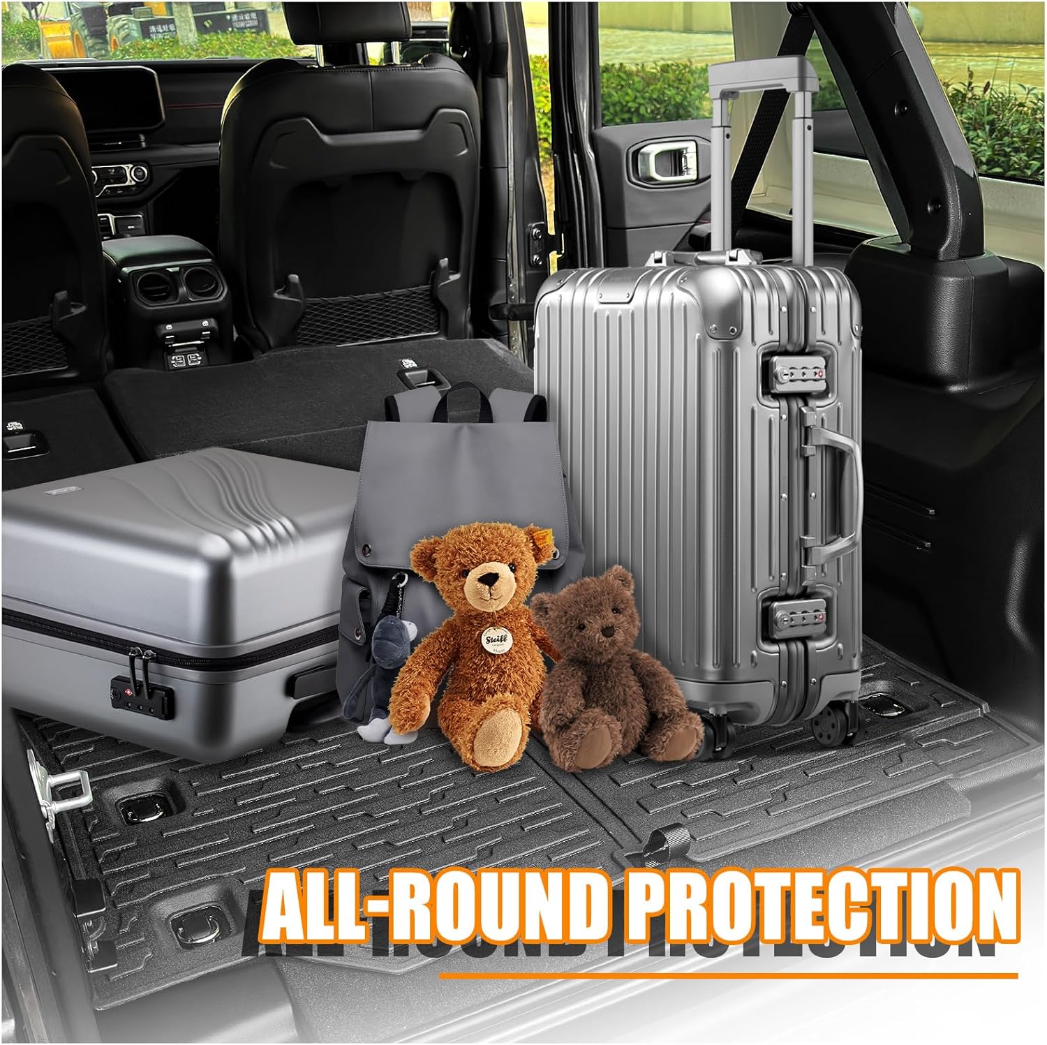 Cargo Mat Compatible with 2018-2024 Jeep Wrangler JL 4 Door 4X4(Fuel Version), Black TPE Trunk Liner Cargo Liner Rear All-Weather Protection for Jeep Wrangler 4 Door JL Accessories（Cargo mat）