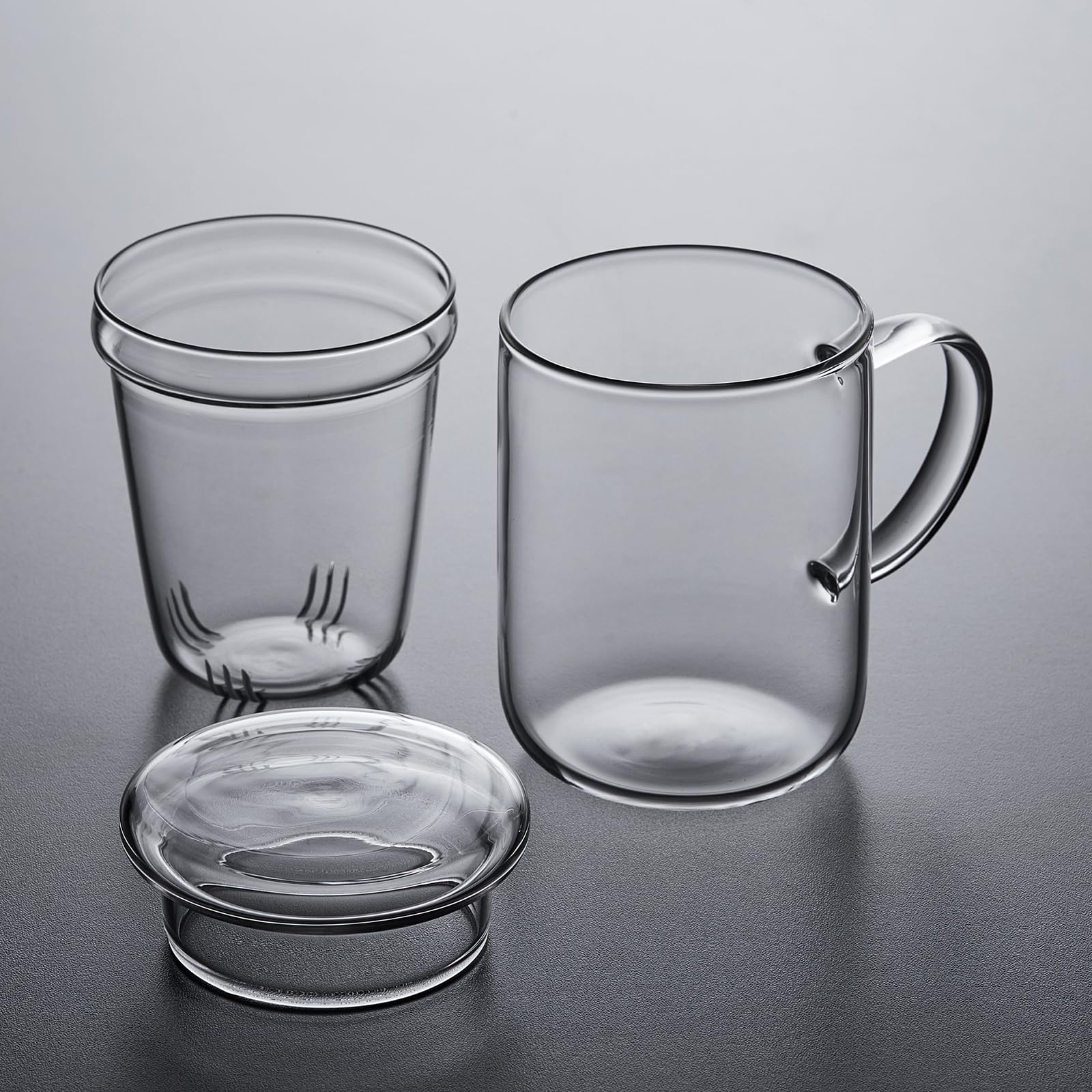 DOPUDO Glass Tea Cup with Infuser and Lid, 17.6oz/520ml Large Borosilicate Teacup,Tea Glass, Clear Mug for Loose Leaf Tea, Blooming Tea, Microwave & Dishwasher Safe - Tea Maker Gift for Birthday.: Glass Tea Cup with Infuser and Lid, 17.6oz/520ml Large Borosilicate Teacup, Clear Mug for Loose Leaf Tea, Blooming Tea, Tea Bags - Perfect Christmas or Birthday Gift for Women