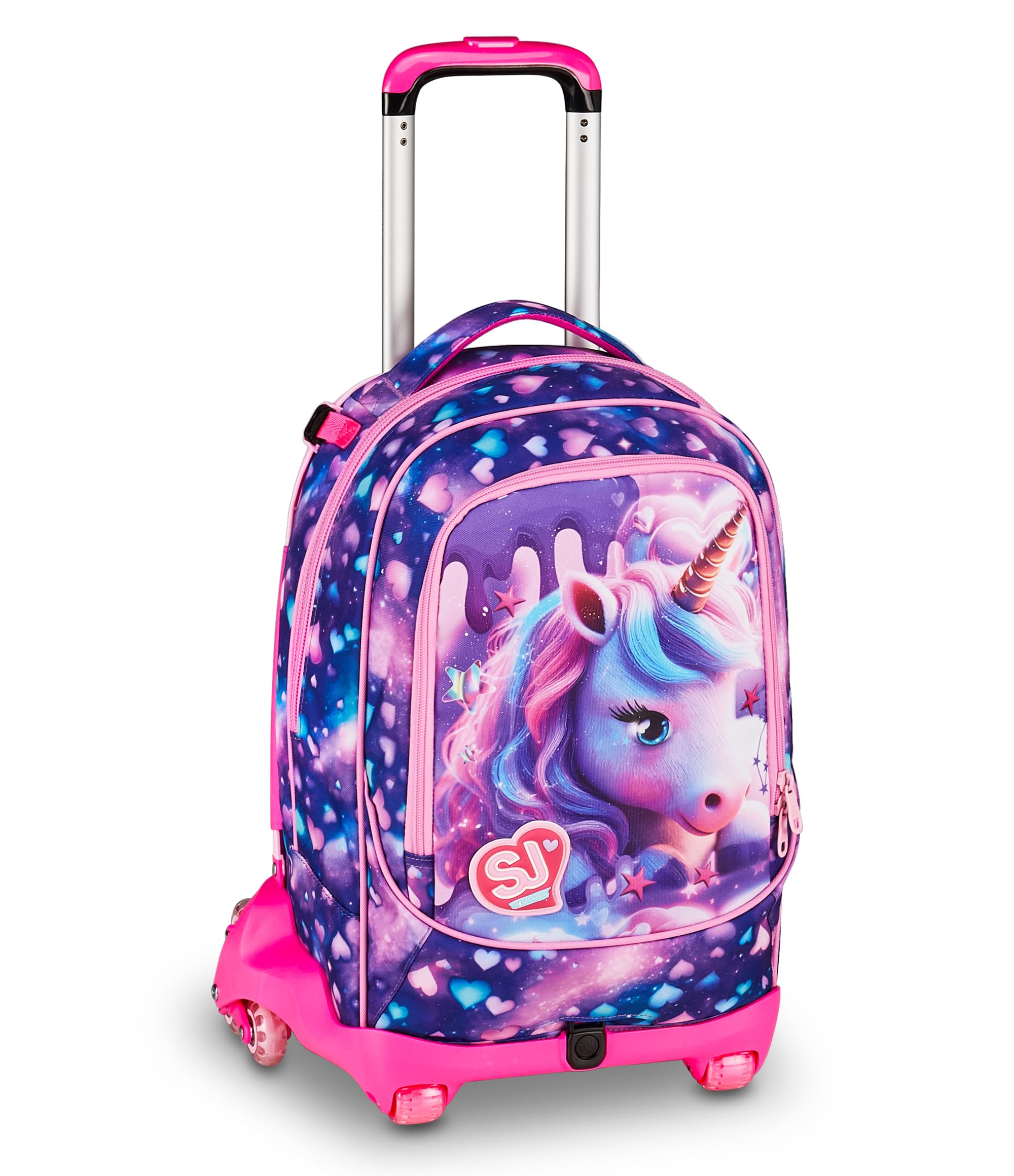 SJ GANG STYLE JAM GANG Trolley Jack 8 ruote PIXIE UNICORN, Viola, 34L, Scomponibile, Crossover System, 3 in 1, Spallacci a scomparsa, Tasca portaborraccia, Tasca frontale, Scuola elementare, Bambina | Scomponibile, Crossover System 3 in 1, Spallacci a sco