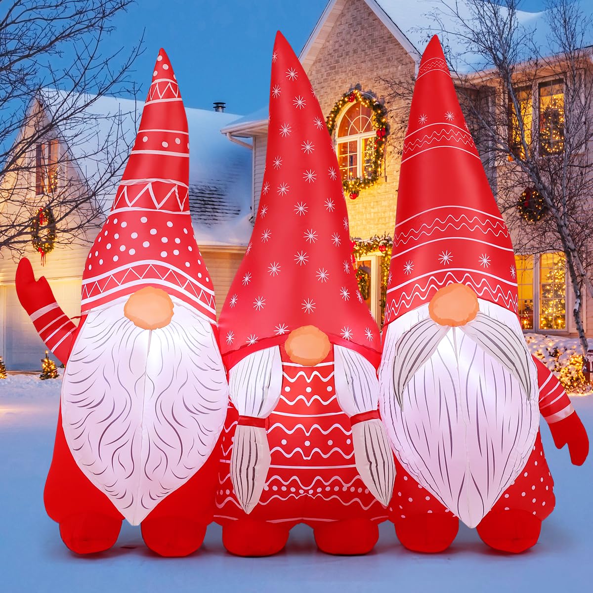 Nains de Noël gonflables 2m GOOSH décor extérieur pour jardin avec LED