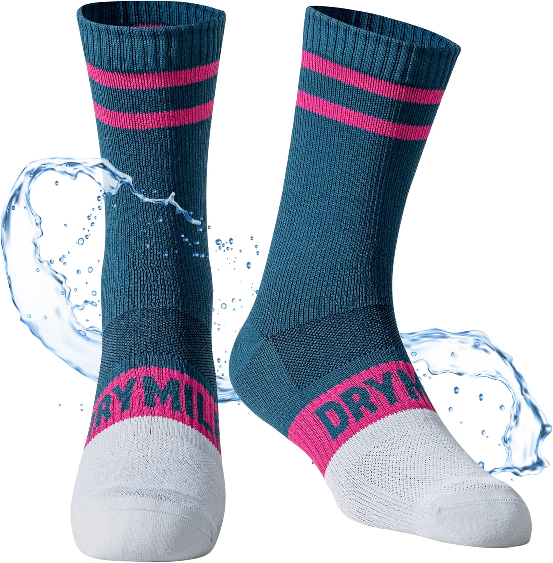 DRYMILE Slim Waterproof Socks, Thin Moisture Wicking Waterproof Socks for Men & Women, Golf, Cycling, Trekking - Crew