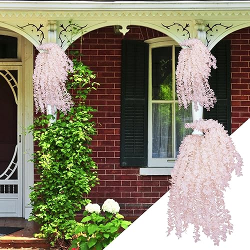 Miniatura 5 de Plantas falsas para exteriores e interiores, 20 unidades, flores artificiales de seda violeta, cuerda de orquídea del océano, cuerda de hortensias,