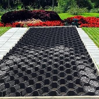 2 Inch Ground Grid, Gravel Stabilizer Grid Patios Sheds Slopes Pathways Parking, HDPE Gravel Ground Grid for Slope, Subgrade,Black4x5m/13x16ft