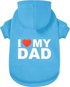 Dog Sweater Dog Hoodie Cold Weather Coat Hooded Sweatshirt for Puppies,Cats, Small Medium Large Dogs BlueI Love My Dad, Large/X-Large