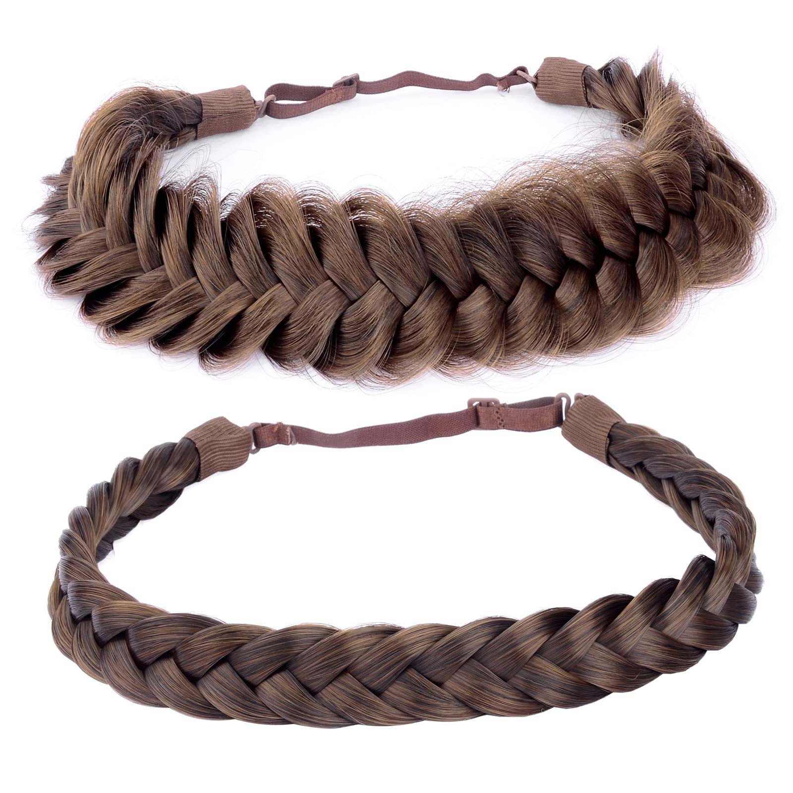 Amazon.com : DIGUAN Messy Wide 2 Strands Fishtail Synthetic  display picture 3