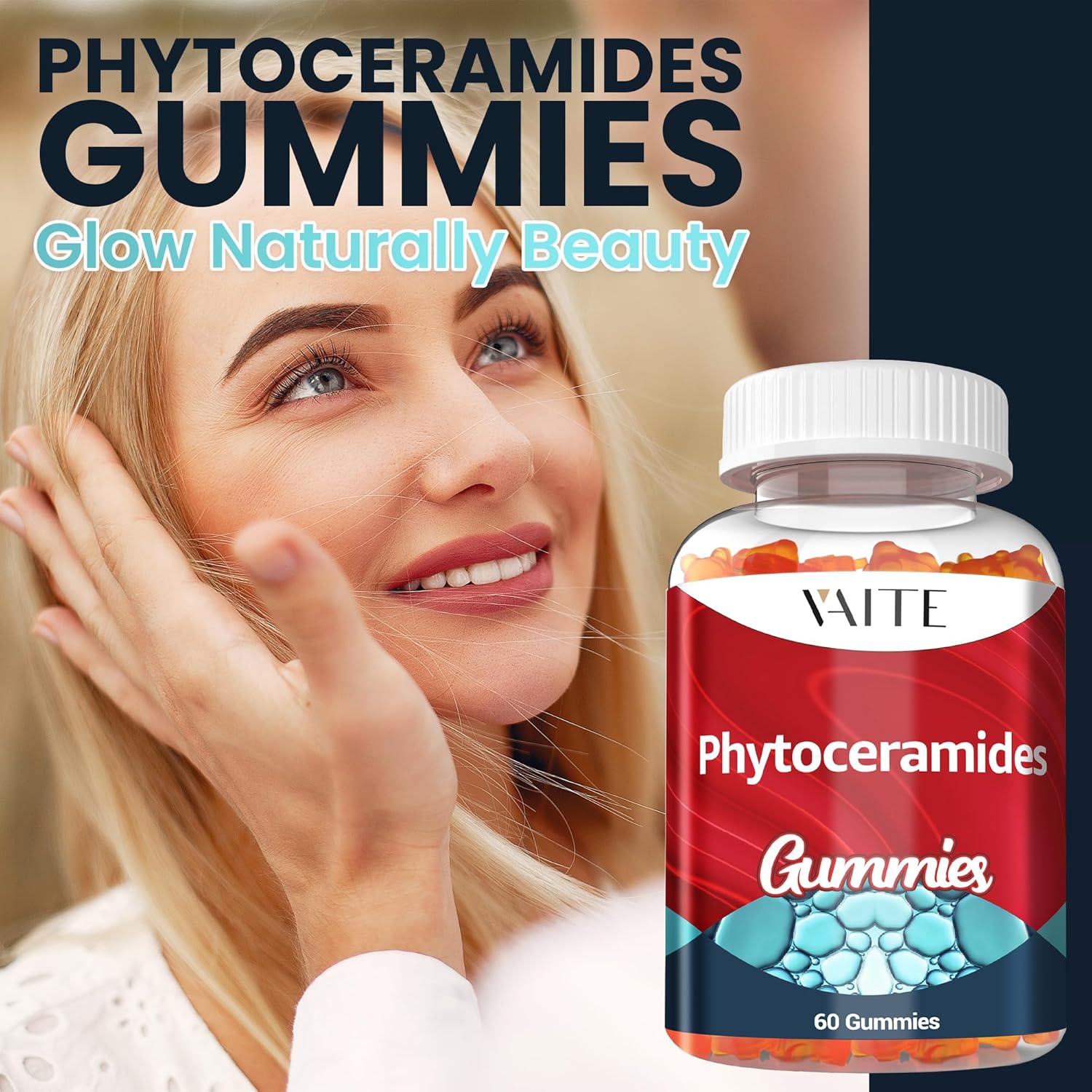 Phytoceramides Supplements Skin Hydration - 1000mg Gummies for Radiance & Youthful, Plant-Based Beauty Antioxidant Supplement for Women & Men, Supports Smoothness & Texture, 60 Vegan Chewables - Image 6