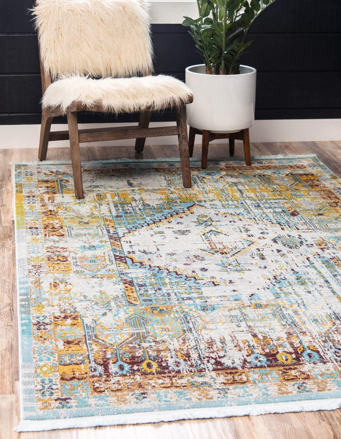 Unique Loom Baracoa Collection Area Rug - Cayo Hueso (10' x 13' 1" Rectangle, Light Blue/ Beige)