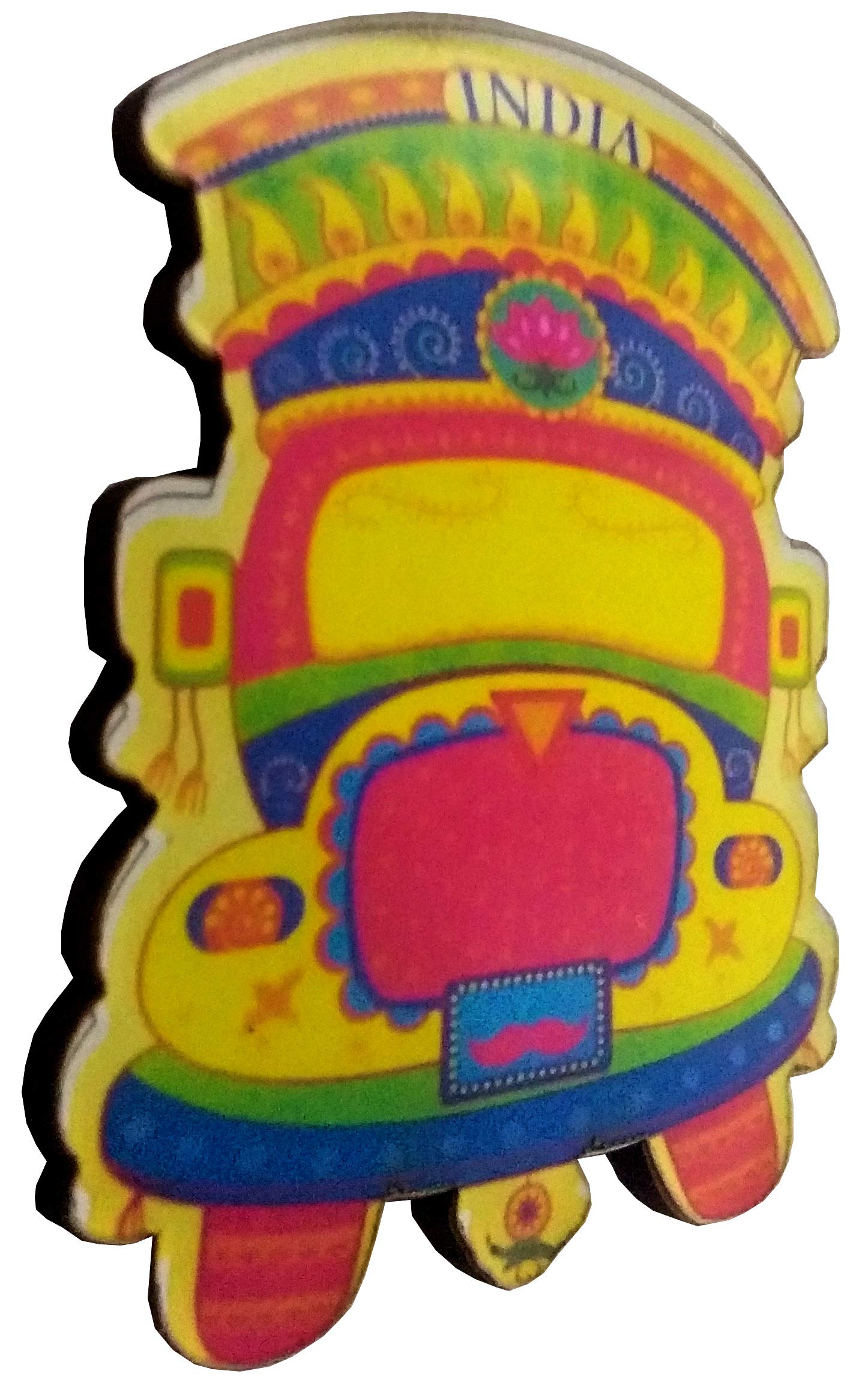 Purpledip Wooden Fridge Magnet: Colorful Truck, King of Indian Roads (11956), Multi Color, Small - Image 3
