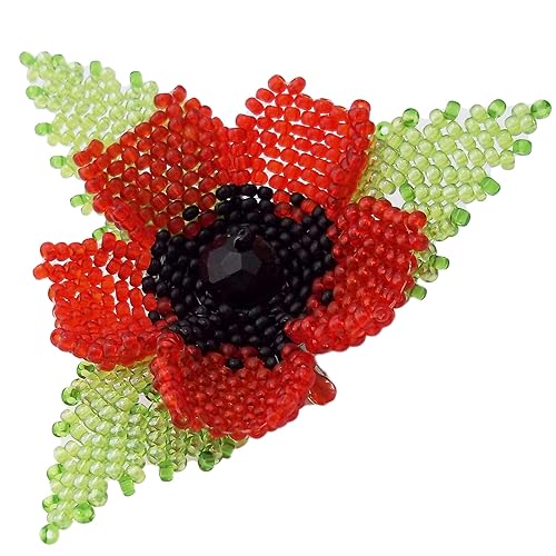 Handmade Hair jewelry poppy flower clip bridal accessories hair piece wedding head jewelry
