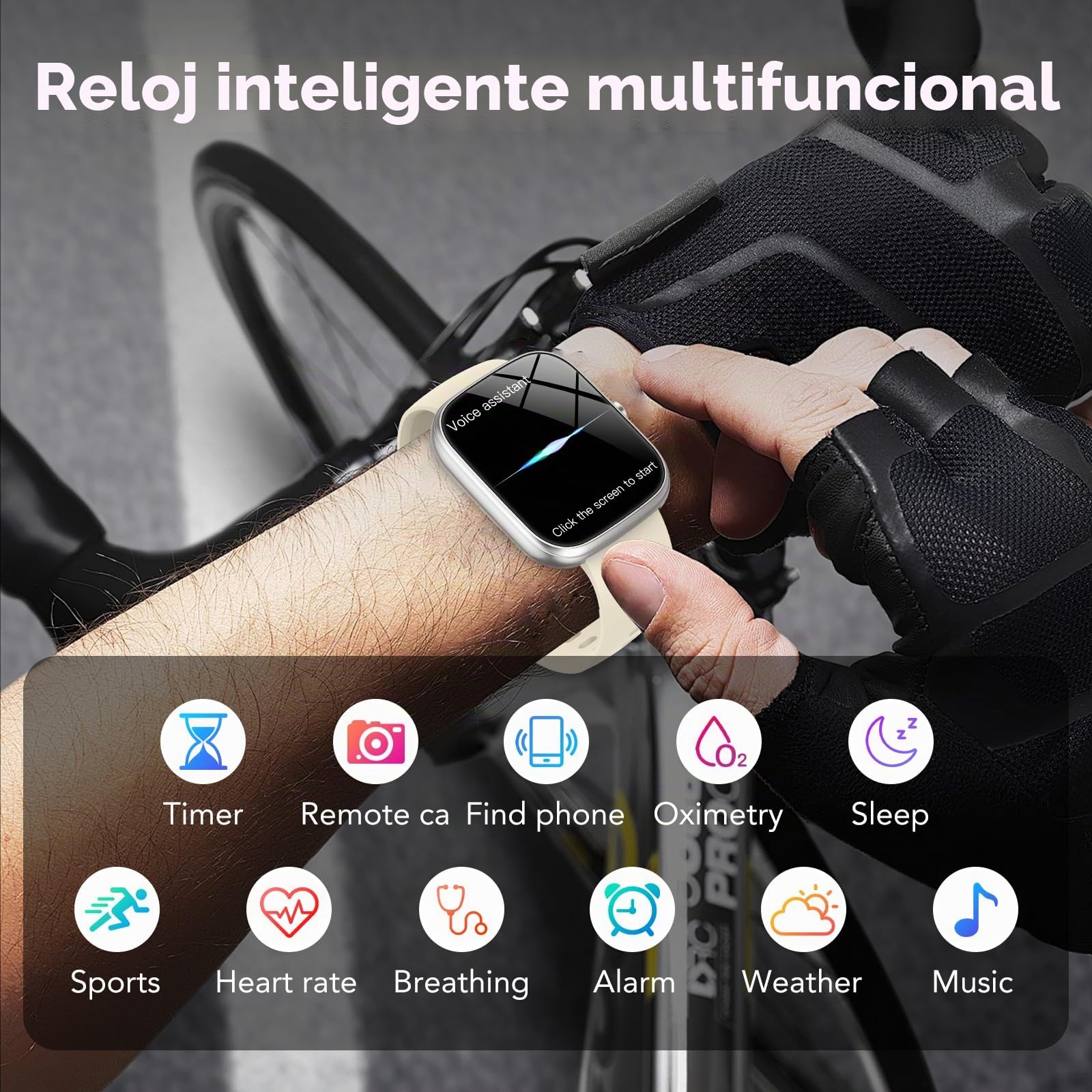 CASCHO Reloj Inteligente Hombre Mujer,1.91" HD Smartwatch con Llamadas Bluetooth,100+Modos Deportivos Pulsera Actividad con Pulsómetro/Monitor de Sueño,Impermeable IP68 para Android iOS,Blanco Hueso