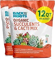 Back to the Roots 100% Organic Succulent & Cacti Soil Mix (12 Quart) - USA Made Potting Soil for Healthy Roots & Drainage