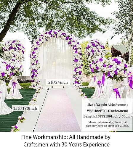 Miniatura 9 de Camino de pasillo rojo para ceremonia de boda, 4 x 20 pies, camino de pasillo de lentejuelas para boda, al aire libre, alfombra de pasillo de