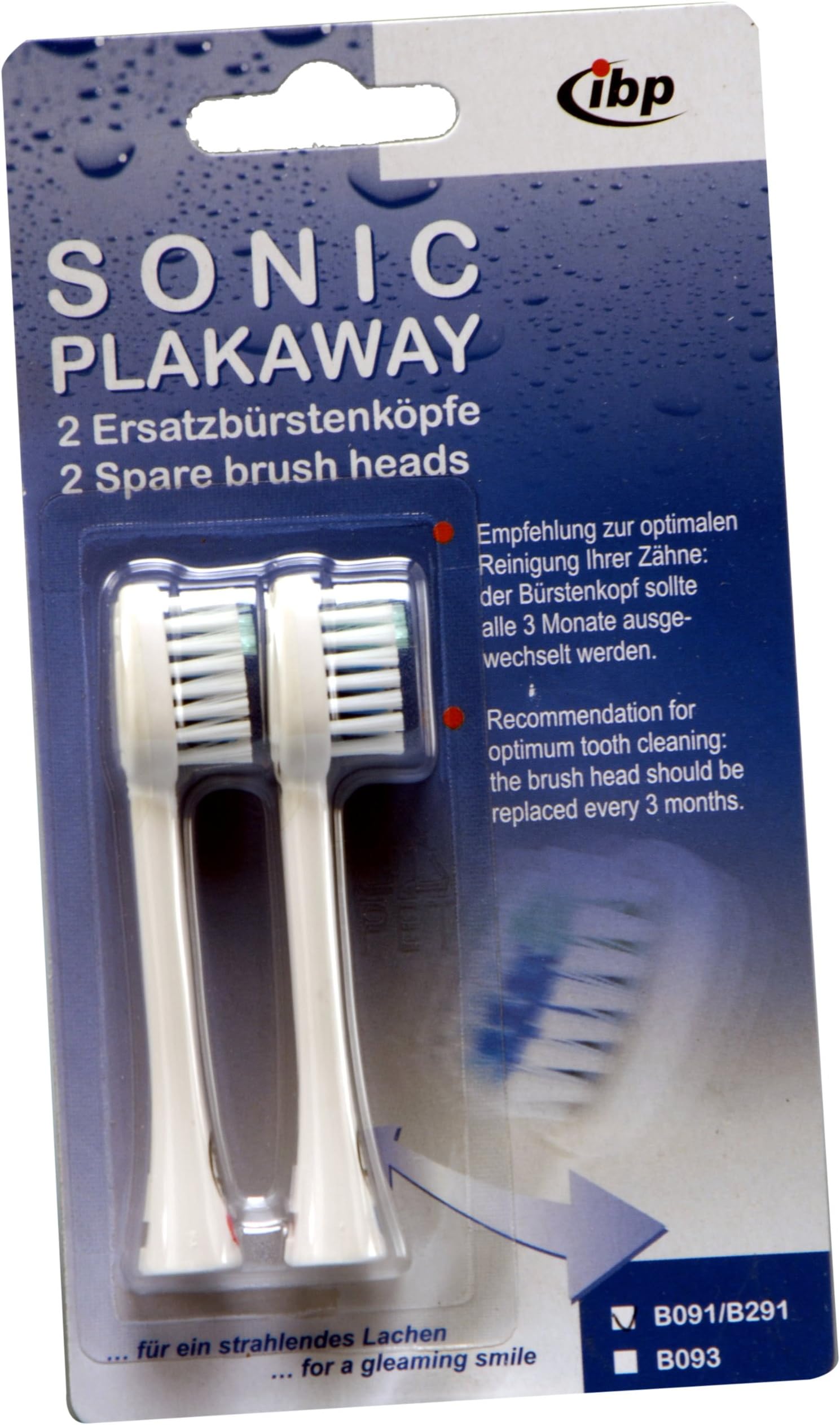 IBP B-091 Sonic Toothbrush Replacement Heads (Twin Pack)