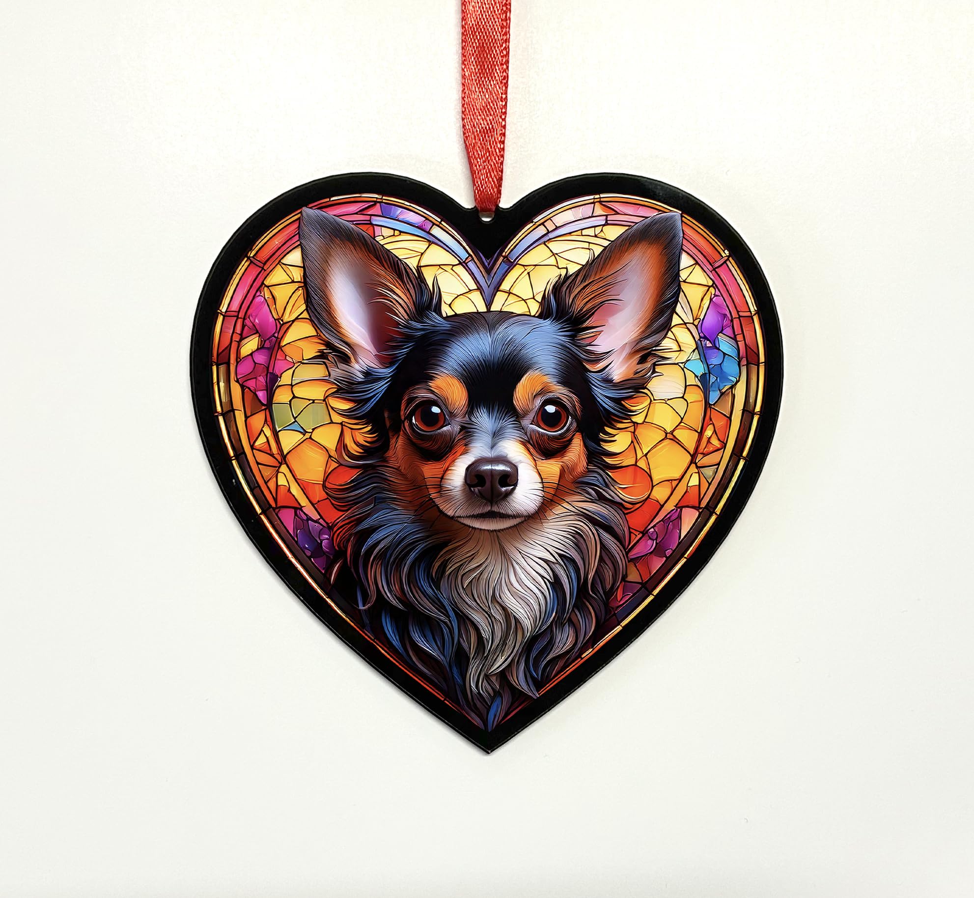 Chihuahua Fawn Heart Suncatcher - Memorial or Gift for Dog Lovers - 13cm